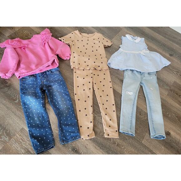 Cat & Jack Zara Toddler Girls set of 3 Outfits size‎ 4t Pants and Shirts #7 - Picture 1 of 6